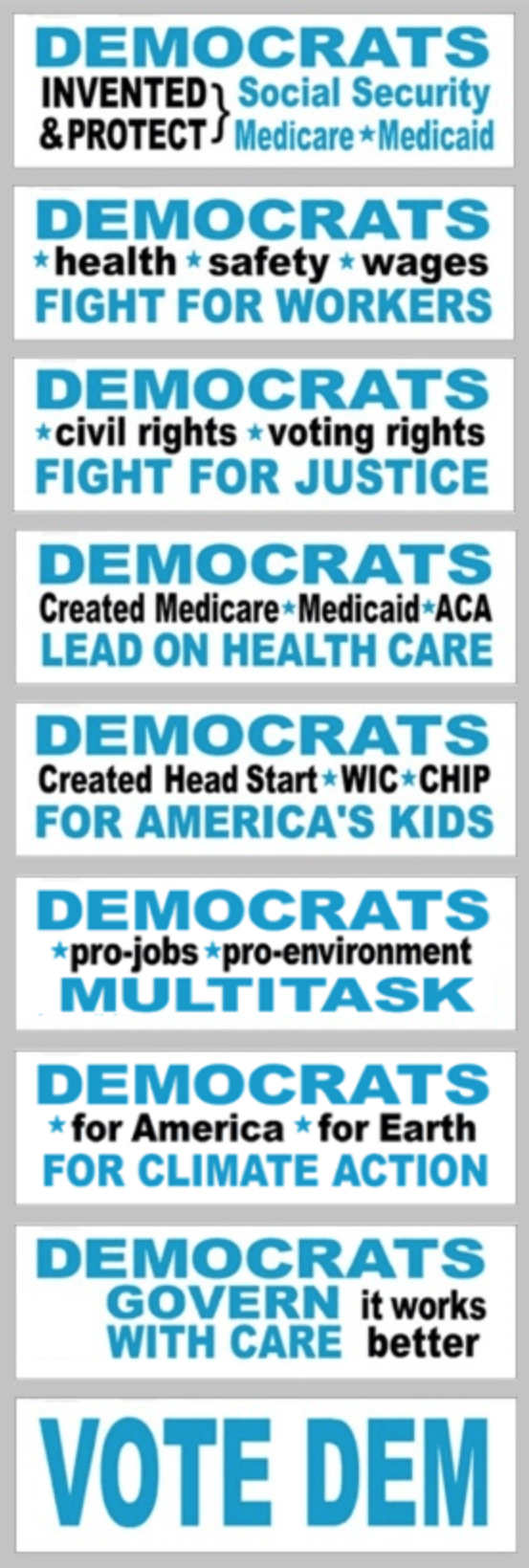 FREE Democratic bumper stickers