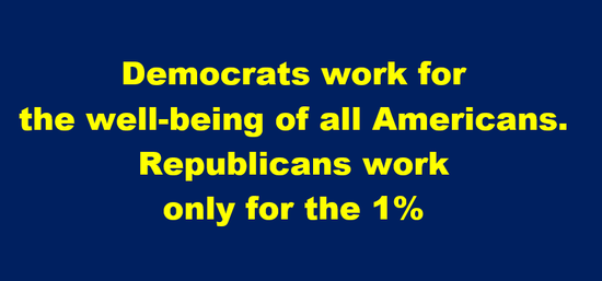 Democrats work the well-being of all Americans. Republicans work only for the 1%
