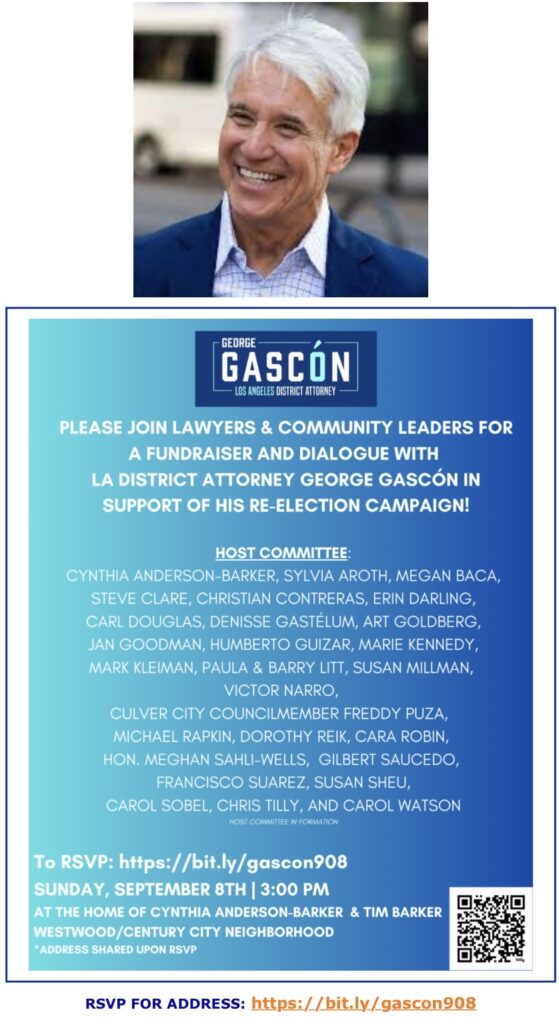 Fundraiser and Dialogue with LA District Attorney George Gascon